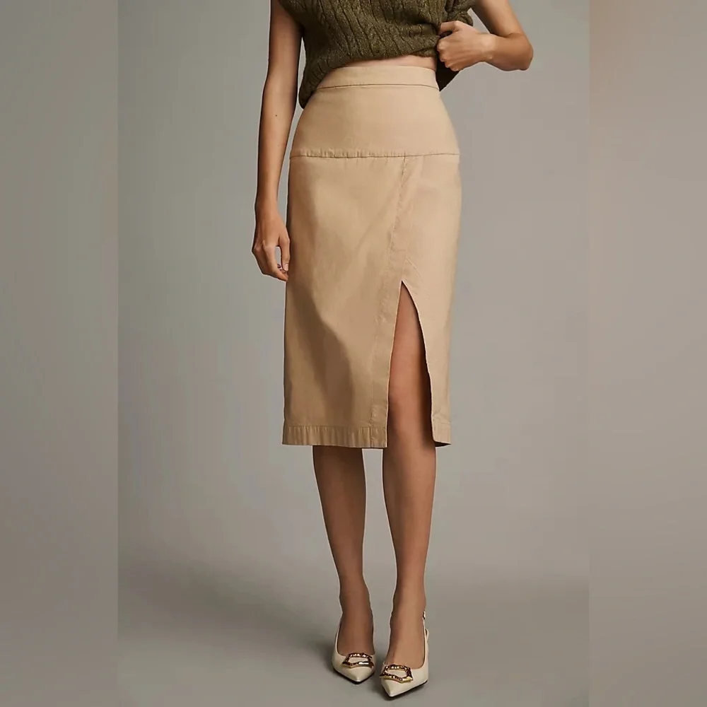 NWT Anthropologie Tan Pencil Skirt - size 12 - Picture 1 of 12